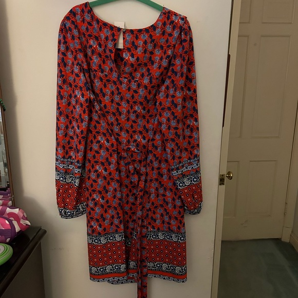 NWT LOFT border floral tie waist dress - Picture 4 of 6